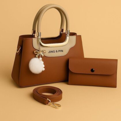 Girls Leather Plain Hand Bag Set